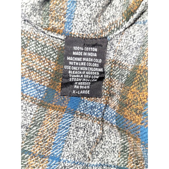 Free Nature Flannel Flannel Mens XL Gray Blue Plaid Boho Layering Shacket Fall - Picture 6 of 6